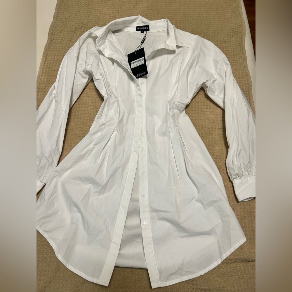 PrettyLittleThing Crisp White Collared Shirt Dress